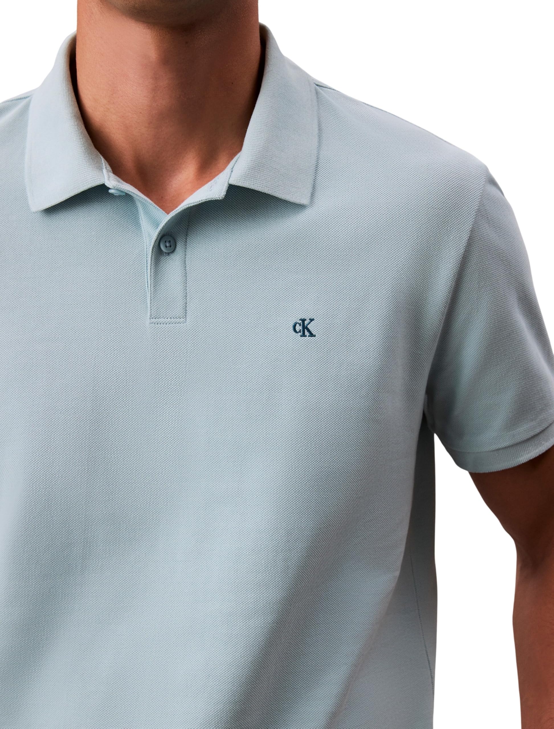 Calvin Klein Uomo Maglietta Polo Maniche Corte Monogram Pique in Cotone
