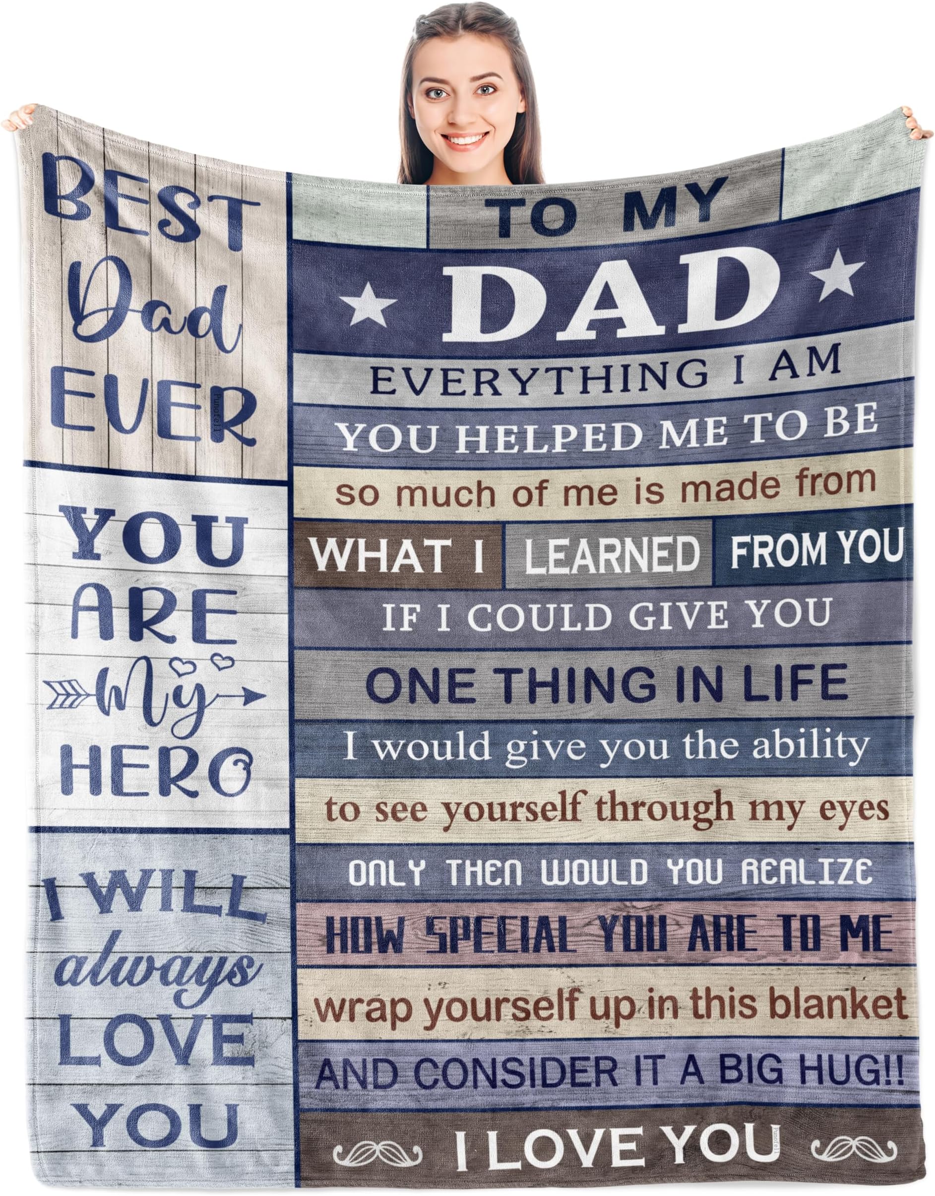 Punofell Gifts for Dad, Father's Day Dad Gifts from Daughter/Son, Best Dad Ever Birthday Favors, Presents for Elderly Daddy Who Wants Nothing, Papa/Father Blanket 50" x 60"