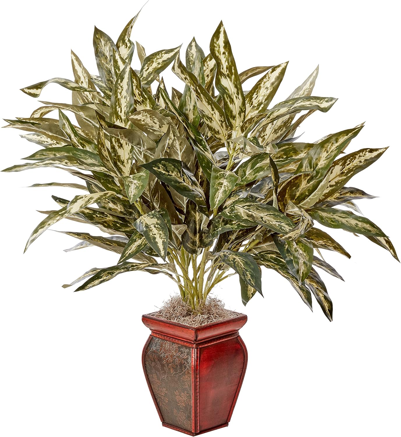 Nearly Natural 6673 30in. Aglaonema with Decorative Vase Silk Plant,Green,7.5" x 9" x 30"