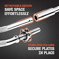 Vista 6 de Yes4All Standard Straight Barbell 60" & EZ Curl Bar 47", Capacity 200 to 480 LB, Weight Bar 1" to 2" Diameter - Star Lock Collars, Rubber Ring