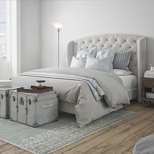 Miniatura 8 de Lavish Home - Lámpara de pie Torchiere para dormitorio con base de metal resistente y pantalla de vidrio mármol, bombilla LED incluida por Lavish