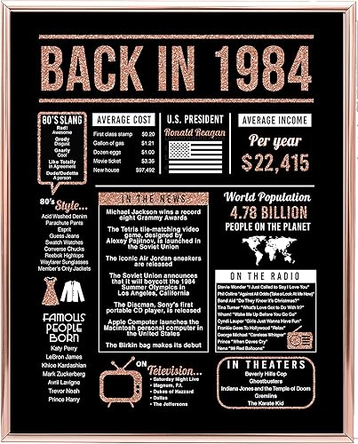Katie Doodle - Decoraciones para cumpleaños n. 40 para mujer regalos de cumpleaños n. 40 cartel con la impresión En el año 1983 (Back in 1982) de 8