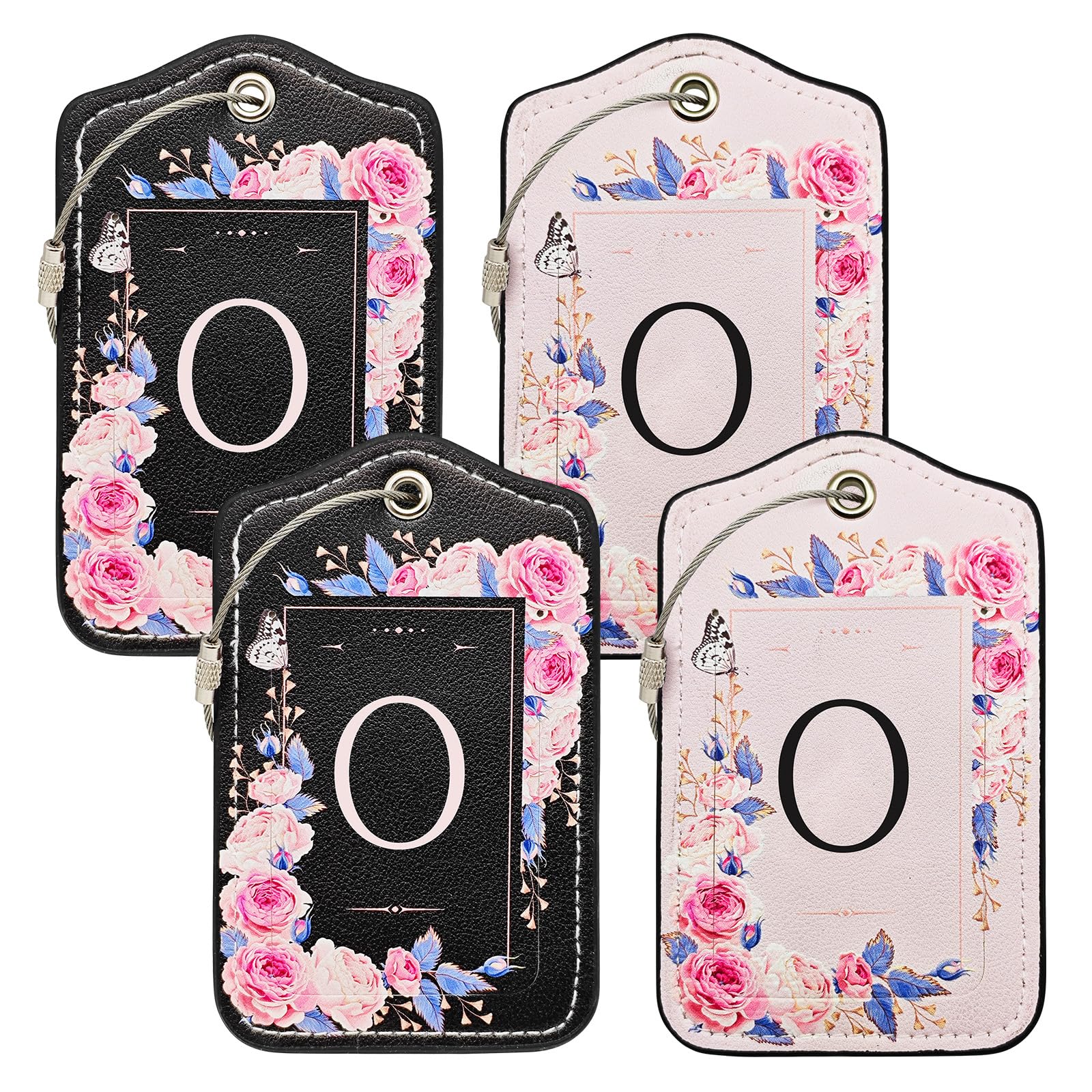 Initial Luggage Tags for Suitcases 4 Pack TSA Approved, PU Leather Luggage Suitcase Tags for Travel Baggage Name Personalized, Bag Tags for Easy