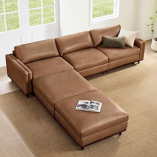 Miniatura 21 de CHITA Súper Grande Sofá Modular Seccional Convertible en Forma de U de Lujo, Sofá Moderno Relleno de Plumón, Sofá Nube de Asiento Profundo, 153
