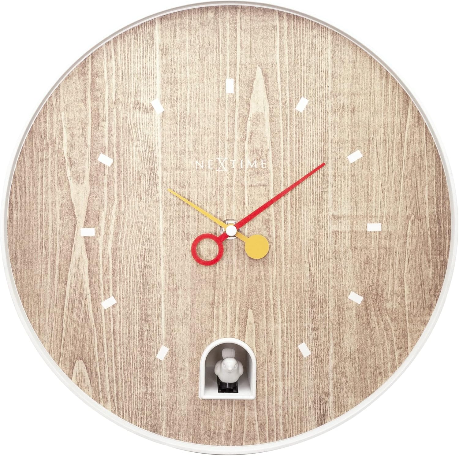 NEXTIME Wall Clock-Ø 30 cm-ABS-White-'Nightingale, 30