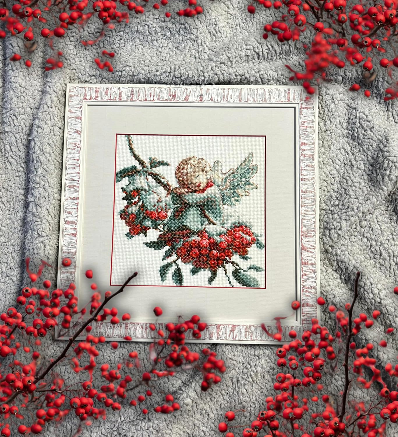 Aine - Dreamy Angel A1001, Cross Stitch Kit 7¾"x7¾, Cross Stitch Kits for Beginners & Advanced, Crossstitching Kits Adult, Counted Cross Stitch Kits for Adults, Cross Stitch Kit, Embroidery Kit