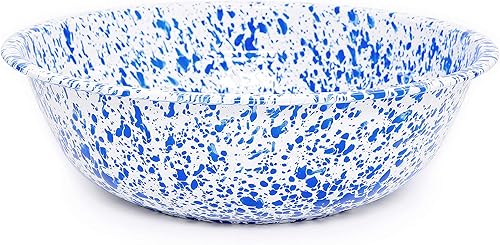Enamelware Cuenca Mediana, 8 cuartos de galón, Azul/Blanco Splatter (individual)