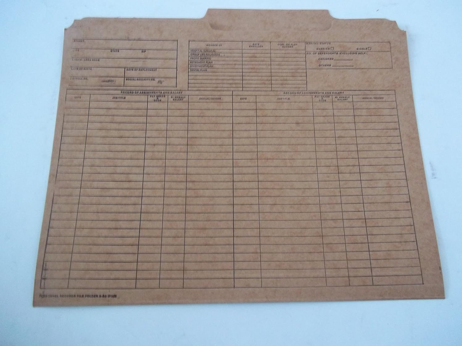 Employee Record File Folders, Heavey Kraft , 2/5 Cut