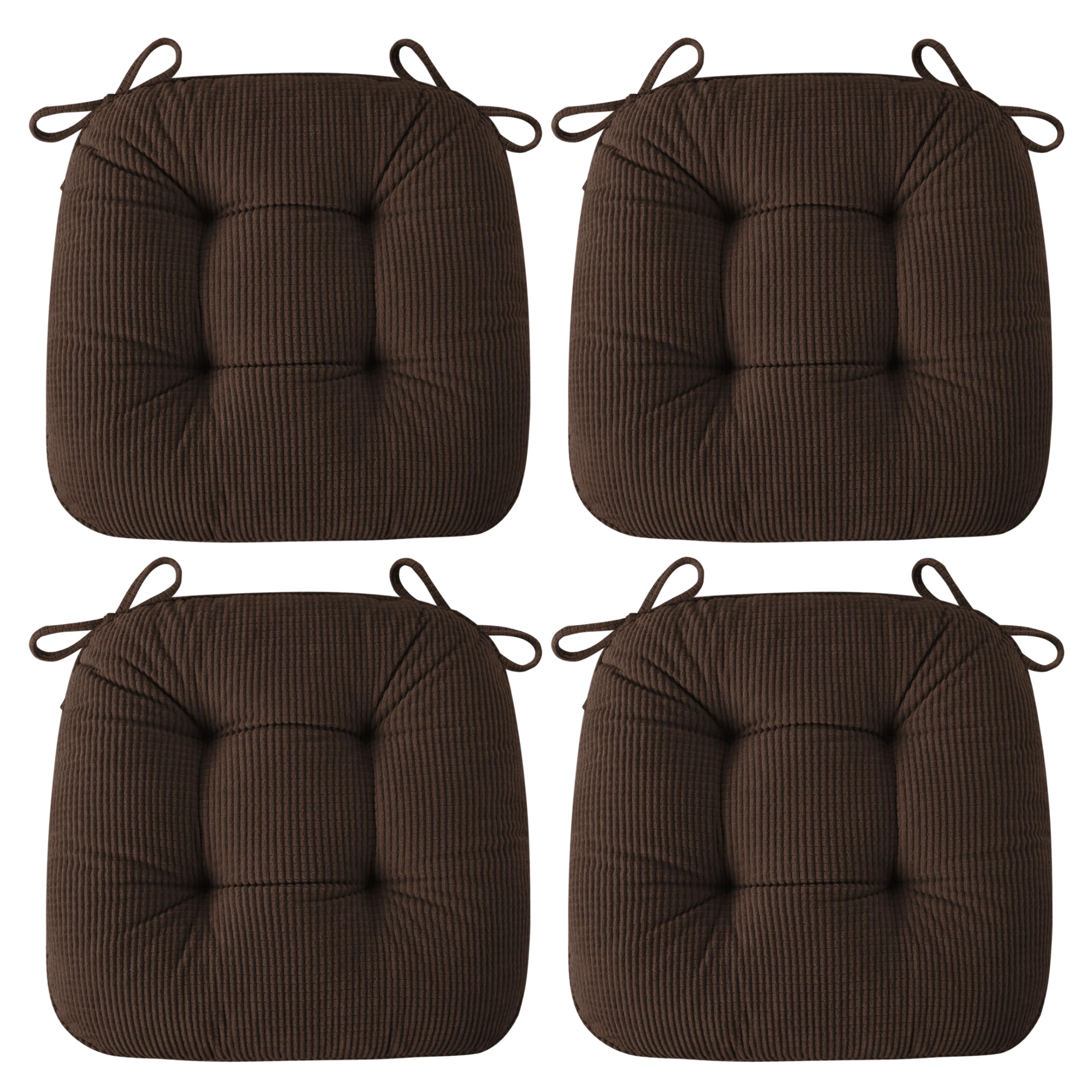 AddGrace Chair Cushions for Dining Chairs 18 ×18 Seat Cushion 4Pcs Coffee
