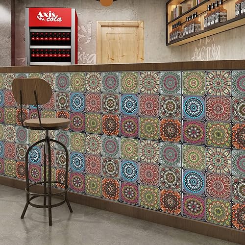 Vista 17 de LONGKING Adhesivos para azulejos en muro, pistacho y azulejos azules para cocina, adhesivos en azulejos de pared (10 hojas) Pistacho y Azul,Azul