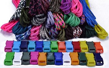 550 Paracord Bracelet Crafting Kit with Buckles - Random Colors and Patterns - Multiple Size Options