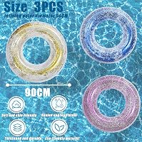 yayafunfun Fényes Úszógumi Szett 3 db - 70/90 cm Átmérőjű PVC Felfújható Úszógyűrű Gyerekeknek és Felnőtteknek, Medencébe, Strandra 2