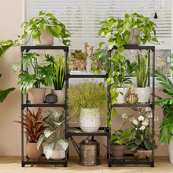 Plant Stand Indoor Plant Shelf Outdoor Metal Plant Rack for Multiple Plants 8 Pots Ladder Plant Pot Holder for Living Room Patio Garden Home Decor