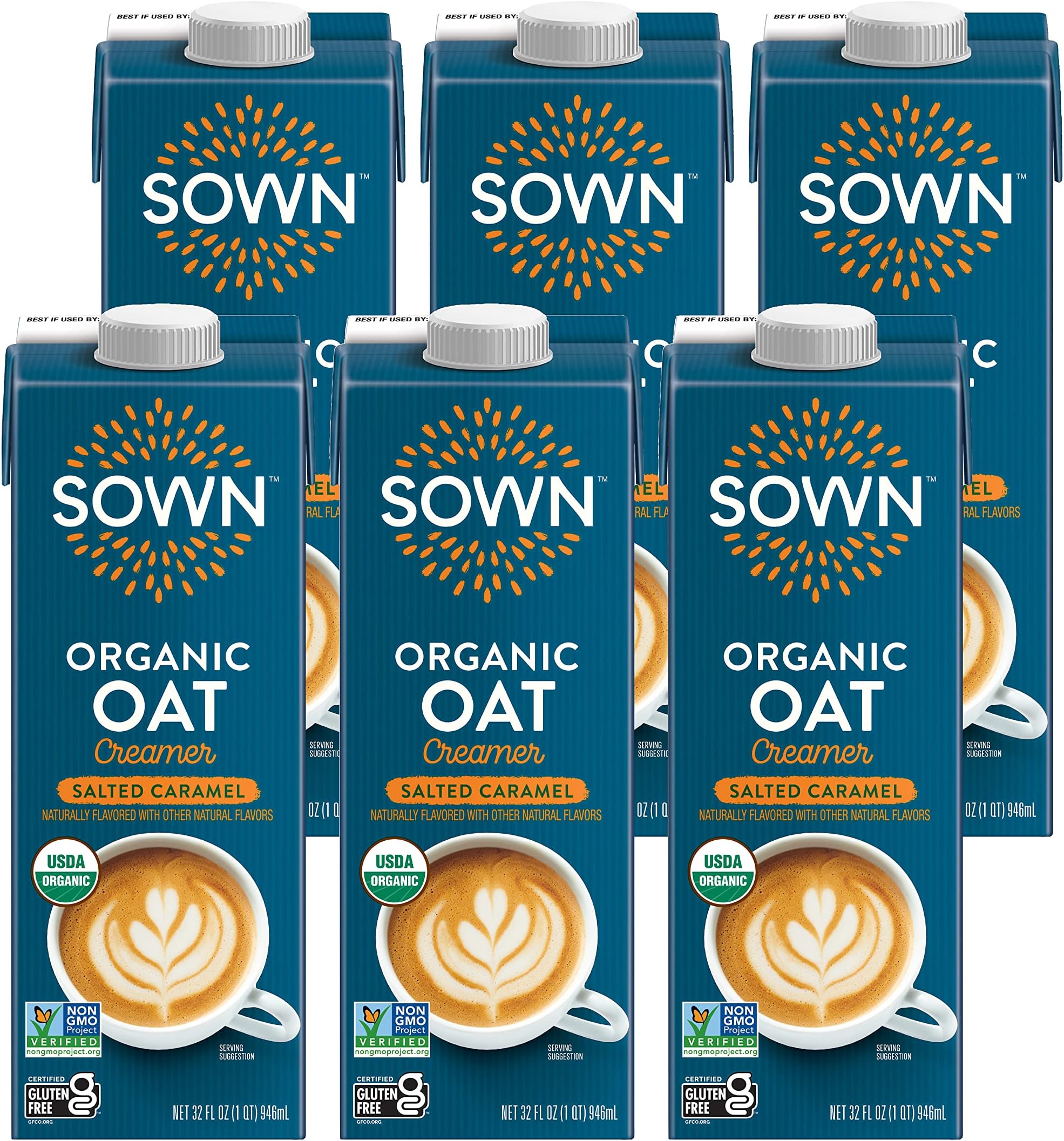 Organic Oat Creamer Salted Caramel - Barista Oat Milk Non Dairy Coffee Creamer - Plant Based, Dairy-Free, Vegan, Gluten-Free, Non-GMO, Shelf Stable - 32oz (Pack of 6)