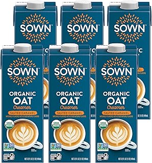 SOWN Organic Oat Creamer Salted Caramel - Barista Oat Milk Non Dairy Coffee Creamer - Plant Based, Dairy-Free, Vegan, Gluten-Free, Non-GMO, Shelf Stable - 32oz (Pack of 6)