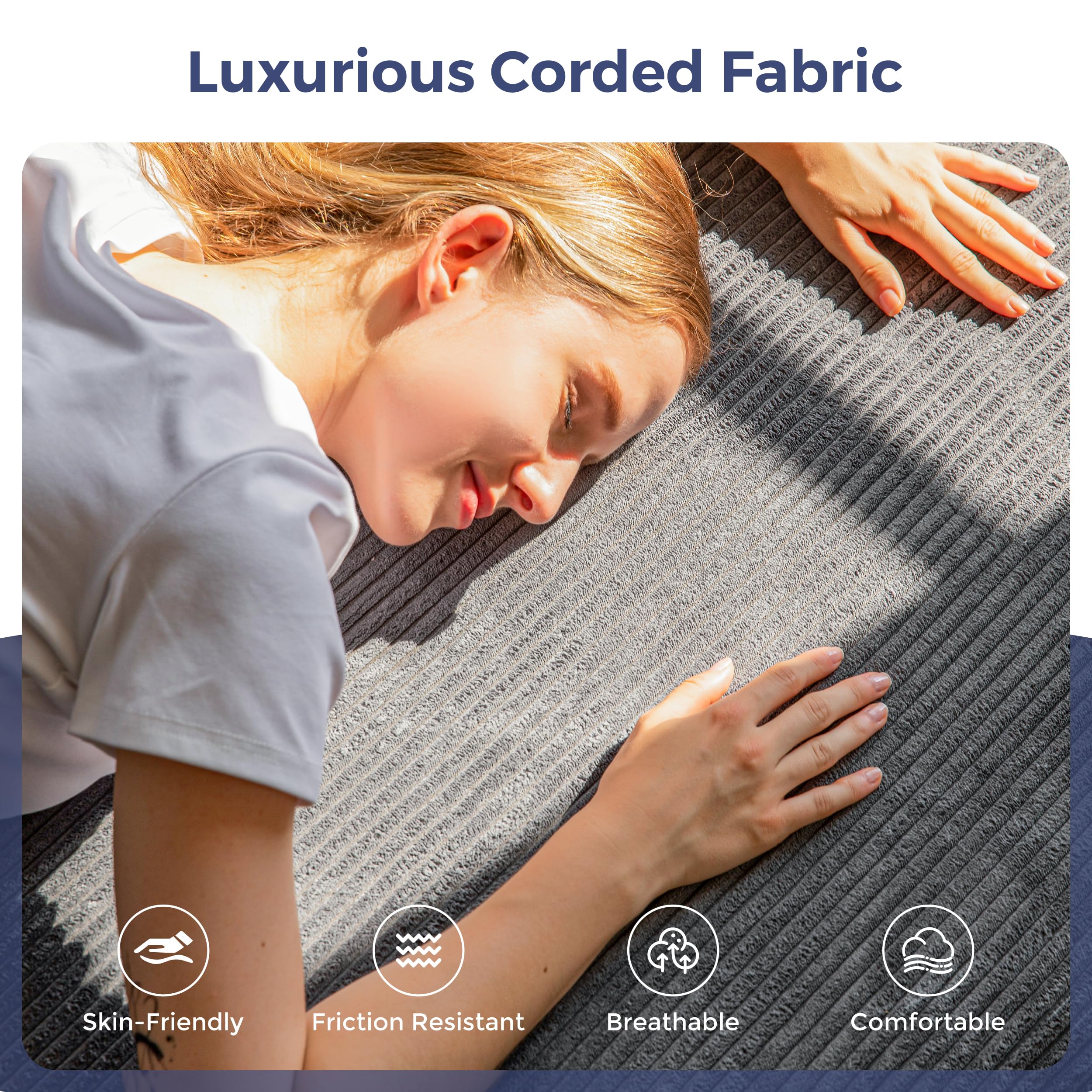 MAXYOYO Divano Letto Pieghevole, Sofa da Pavimento in Velluto a Coste, Divano Funzionale Trasformabile con Portabicchieri e Cuscino, Sofa a Compressione per Soggiorno, Camera da Letto e degli Ospiti