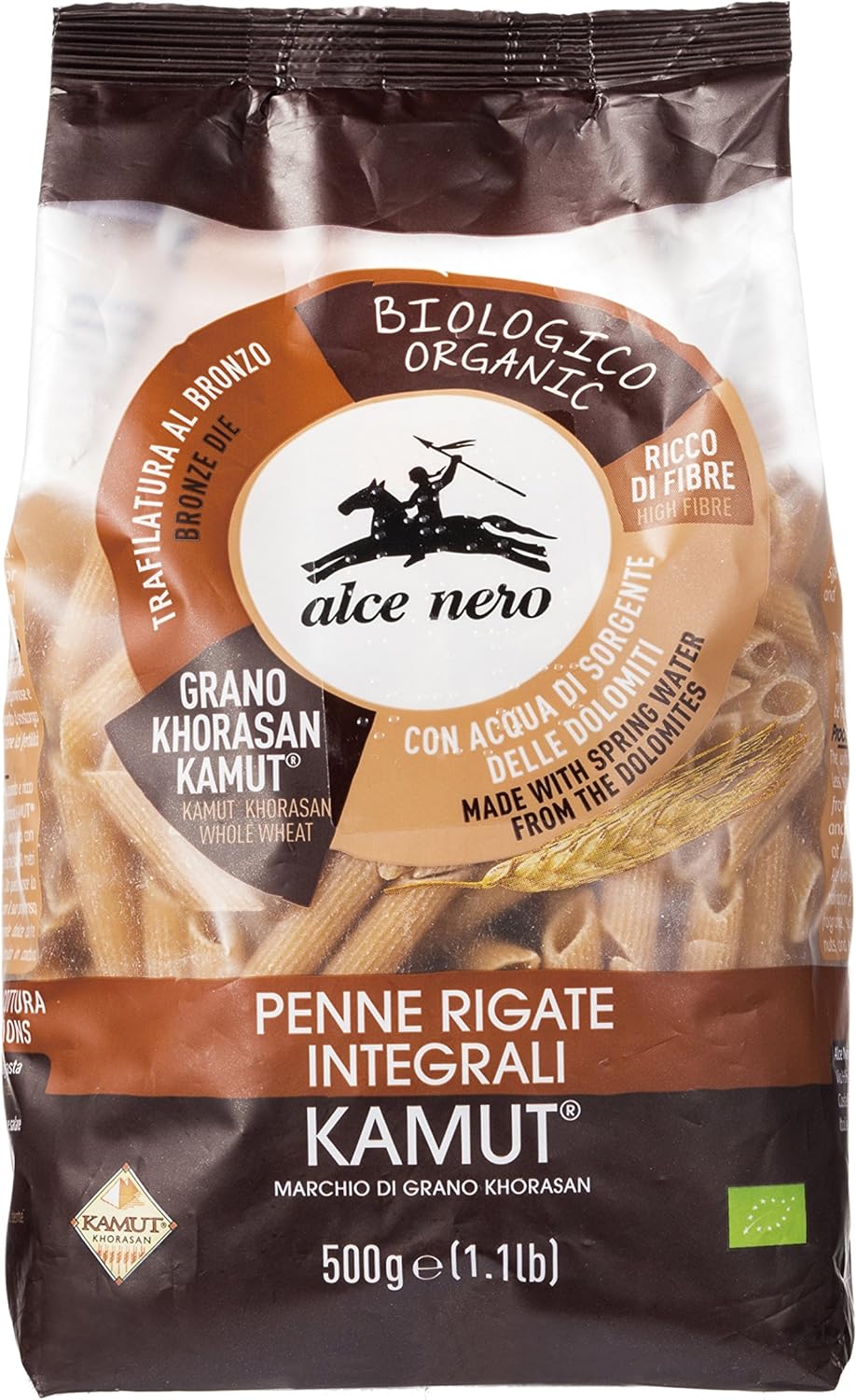Amazon Alce Nero アルチェネロ 有機全粒粉カムート ペンネ 500g アルチェネロ パスタ 通販