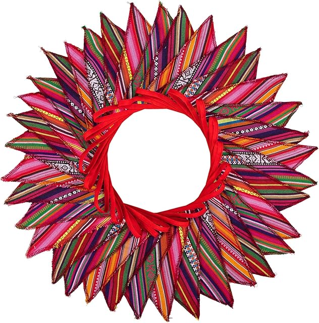 Whaline Fabric Bunting Banner, 36Pcs Multi-colored Outdoor Bunting, Floral triangle Flags, 33Ft Red Vintage Pennants Garland for Wedding Birthday Parties Baby Shower Home Decoration (12 Patterns)