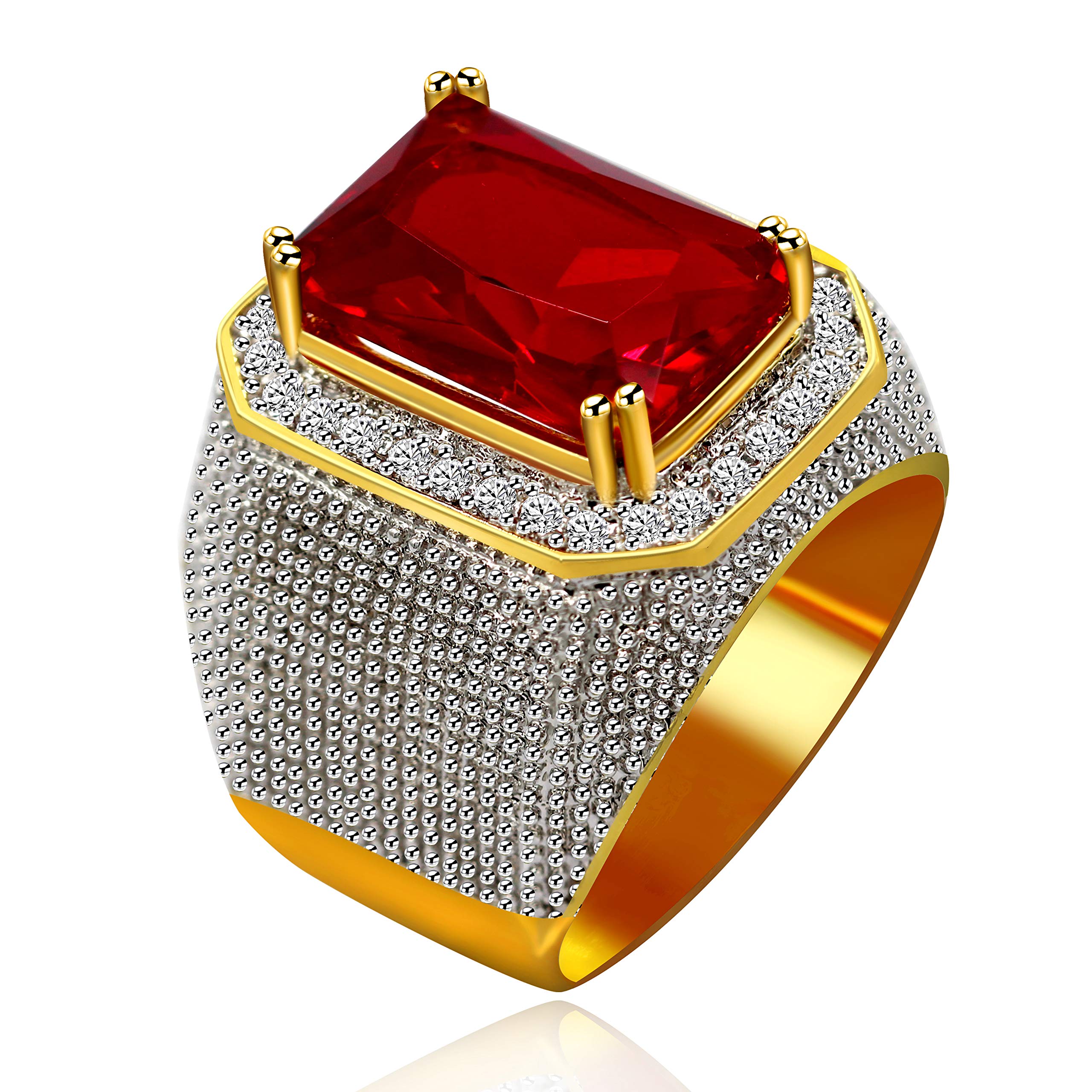Uloveidomens Gold Plated Emerald Cut Simulated Onyx Ring Wedding