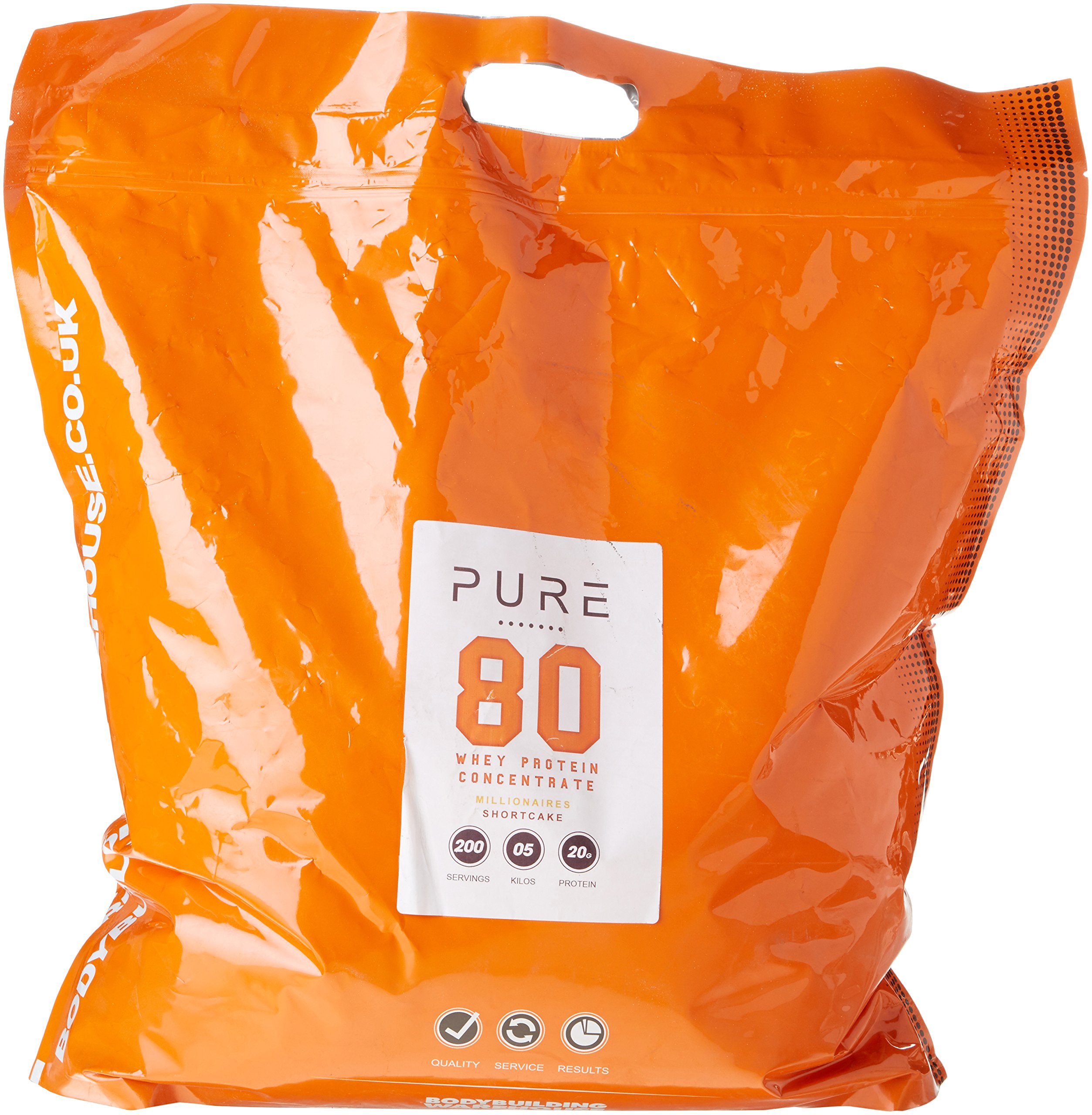 Pure Whey Protein Concentrate 80 - Premium Grass Fed, Low Carb, Low Fat Supplement - 20g Protein Per Scoop - Bodybuilding Warehouse (Millionaires Shortcake, 5kg)