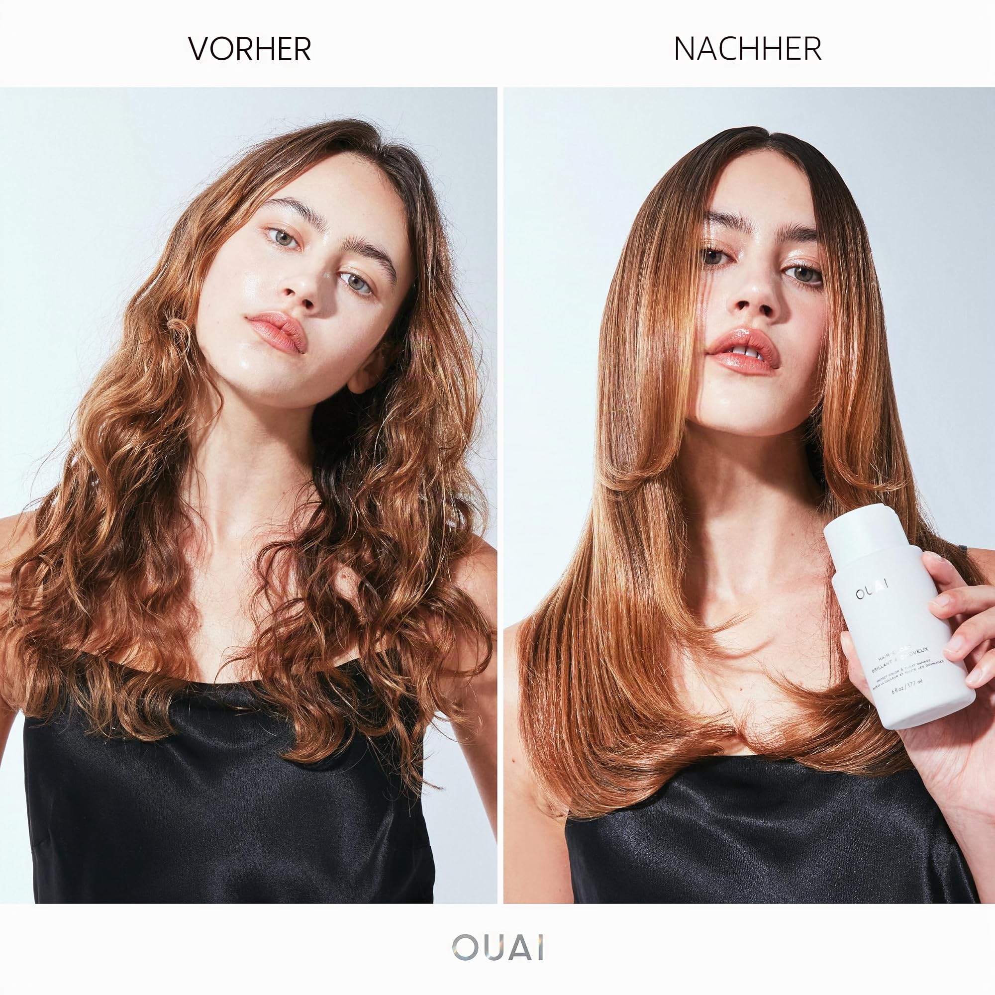 OUAI Hair Gloss – Glanzbehandlung für die Dusche mit Frizz-Kontrolle – Hitzeschutz-Haarglaze mit Hyaluronsäure, Reiswasser + Panthenol – frei von Parabenen, Phthalaten & Sulfaten (177 ml)