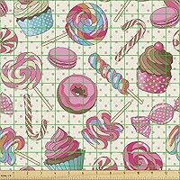 Vista 28 de Ambesonne Tela Geométrica por Yarda, Diseño Monocromo Patrón Abstracto de Líneas Continuas sobre Fondo Liso, Tela de Punto Elástico para Ropa