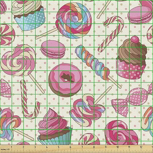 Miniatura 28 de Ambesonne Tela Geométrica por Yarda, Diseño Monocromo Patrón Abstracto de Líneas Continuas sobre Fondo Liso, Tela de Punto Elástico para Ropa