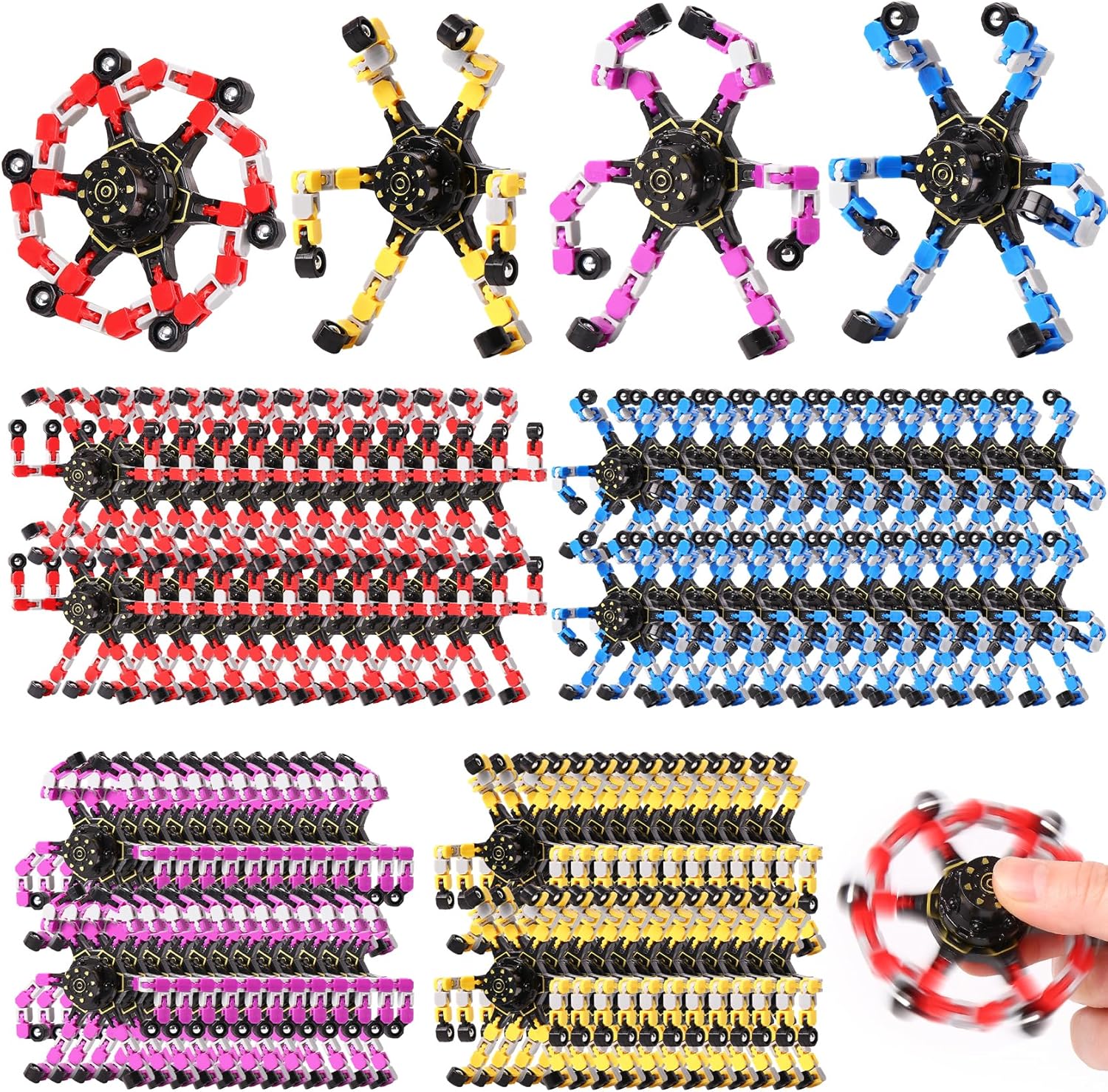 Easter Basket Stuffers for Kids, Transformable Fidget Spinners for Party Favors, Goodie Bag Stuffers, Classroom Prizes, Birthday Gifts, Stress Relief Sensory Toys for Boys & Girls (100PCS)