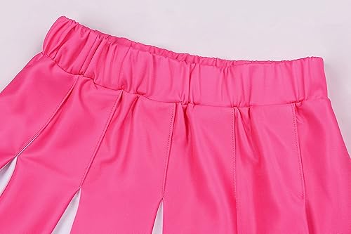 Miniatura 5 de Gigoitly Disfraz de animadora para niñas, traje de animadora rosa con pompones para niñas, regalo de cumpleaños de Halloween