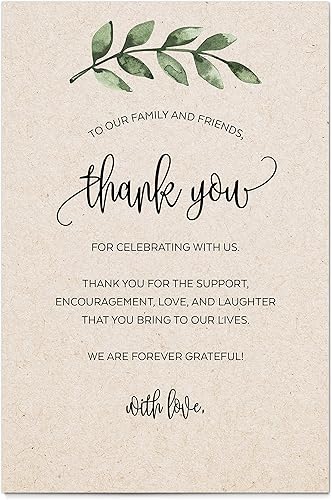 Miniatura 10 de 321Done Tarjetas de agradecimiento para boda (juego de 50) hojas verdes grandes de 4 x 6 pulgadas, fabricadas en Estados Unidos, color marrón kraft