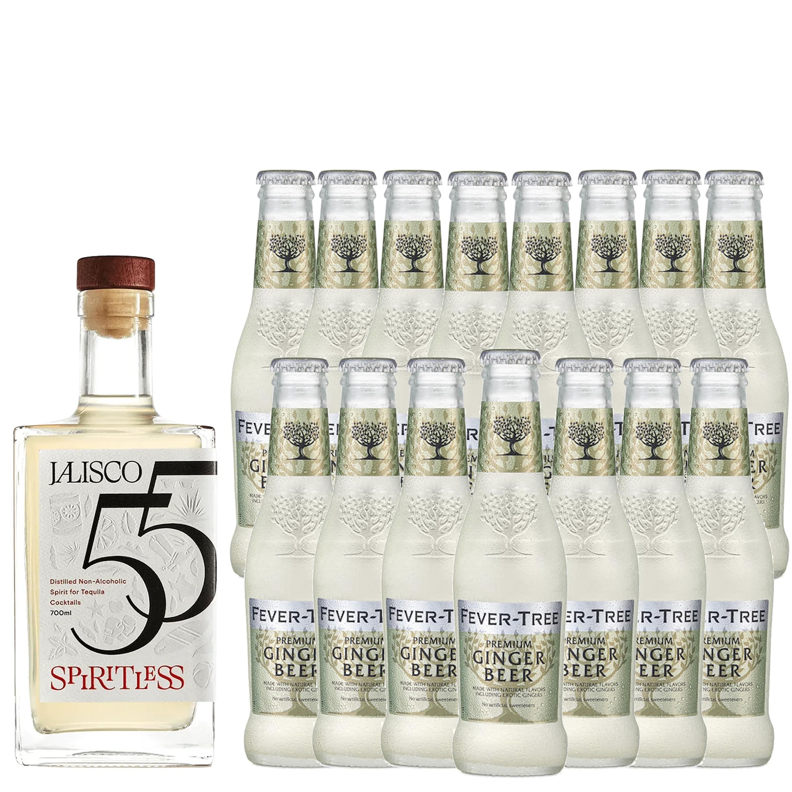 (BBE/12/24/ )Spiritless Jalisco 55 Distilled Non-Alcoholic Tequila Bundle with Fever Tree Ginger Beer - Mexican Mule - Premium Zero-Proof Liquor Spirits for a Refreshing Experience | 13PACK
