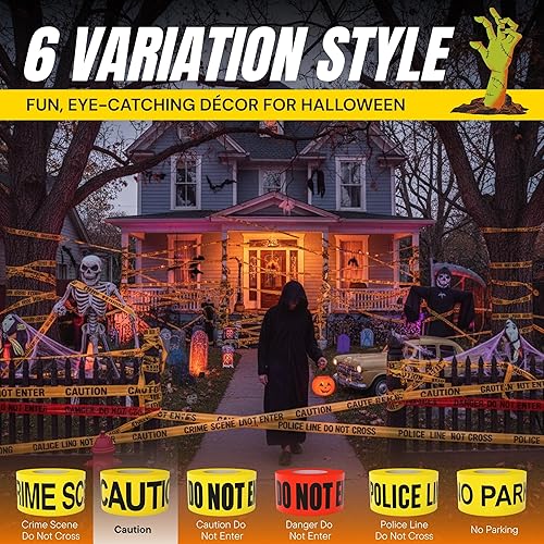 Miniatura 22 de Cinta amarilla brillante de precaución 3 x 1000 impresa en negro contrastante, 3 pulgadas. Ancha para la máxima legibilidad. Diseño resistente.