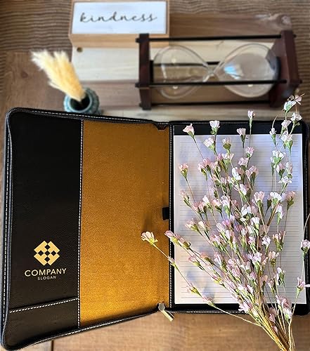 Miniatura 5 de Cartera de cuero personalizada con cremallera, Padfolio de logotipo personalizado de la empresa, Padfolio de empresa grabado personalizado, Cartera