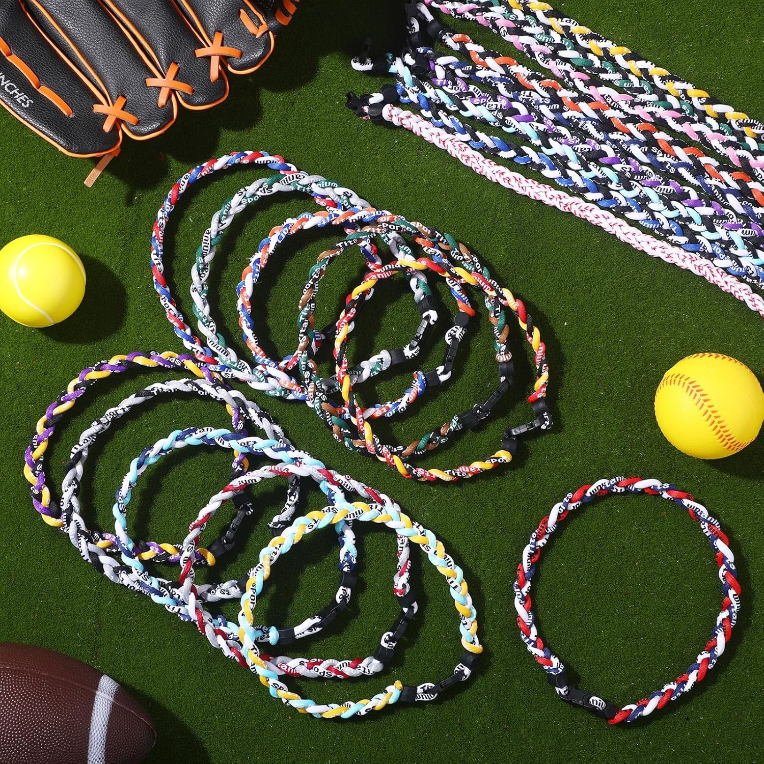 Ecally 20 Pieces Baseball Necklace 3 Braided Rope Tornado Necklace Sports Gifts for Men Player Fans Team Sports, 18 Inches - Image 4