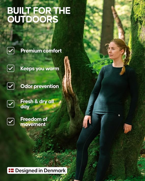 DANISH ENDURANCE Merino Wool Leggings Women, Women's Thermal Underwear Bottom, Base Layer Womens Leggings for Winter