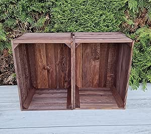 1,2,3,4 Solid&Strong Storage Wooden Crates Fruit Storage Box Shelf Decor - Clean -Natural, Burn Effect -Record Crates (Burnt Effect Long, 2 - View #12