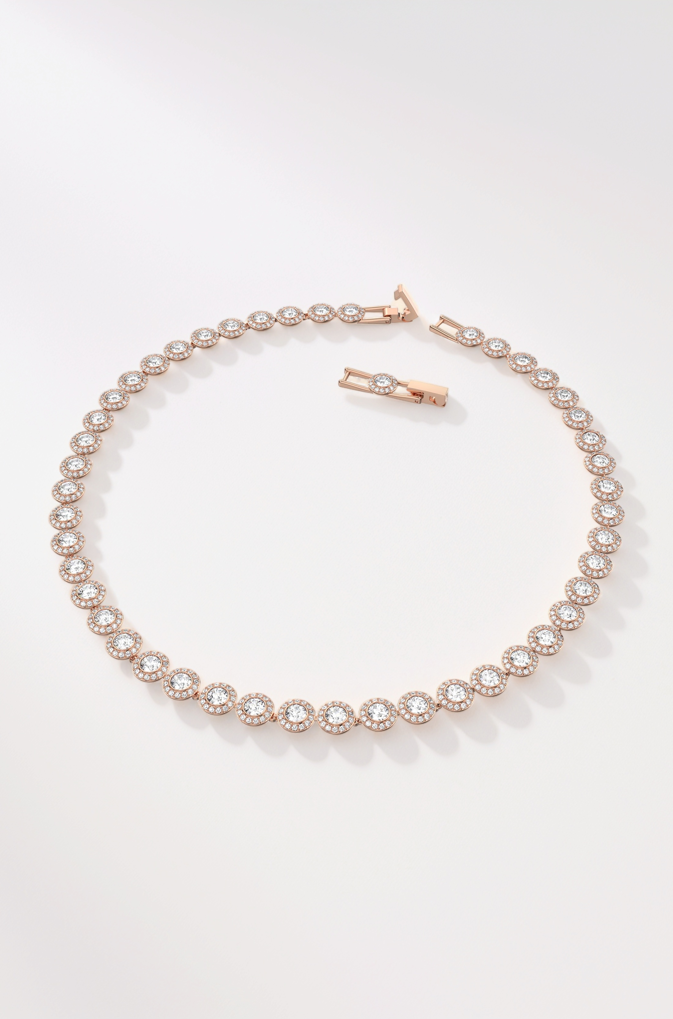 Una Angelic necklace, Round cut, White, Rose gold-tone plated