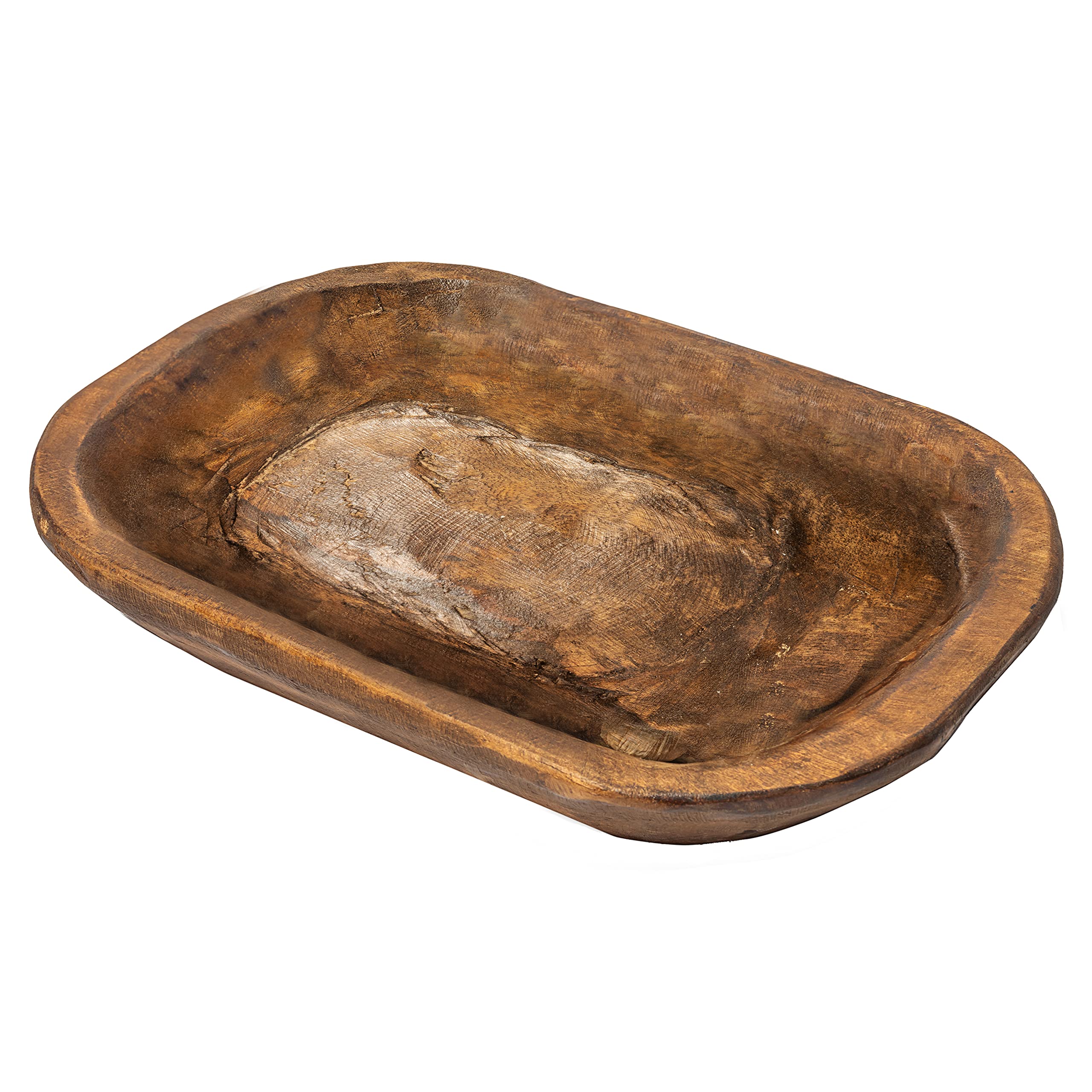 MAINEVENT Decorative Wooden Dough Bowl Hand Carved Spanish Oak