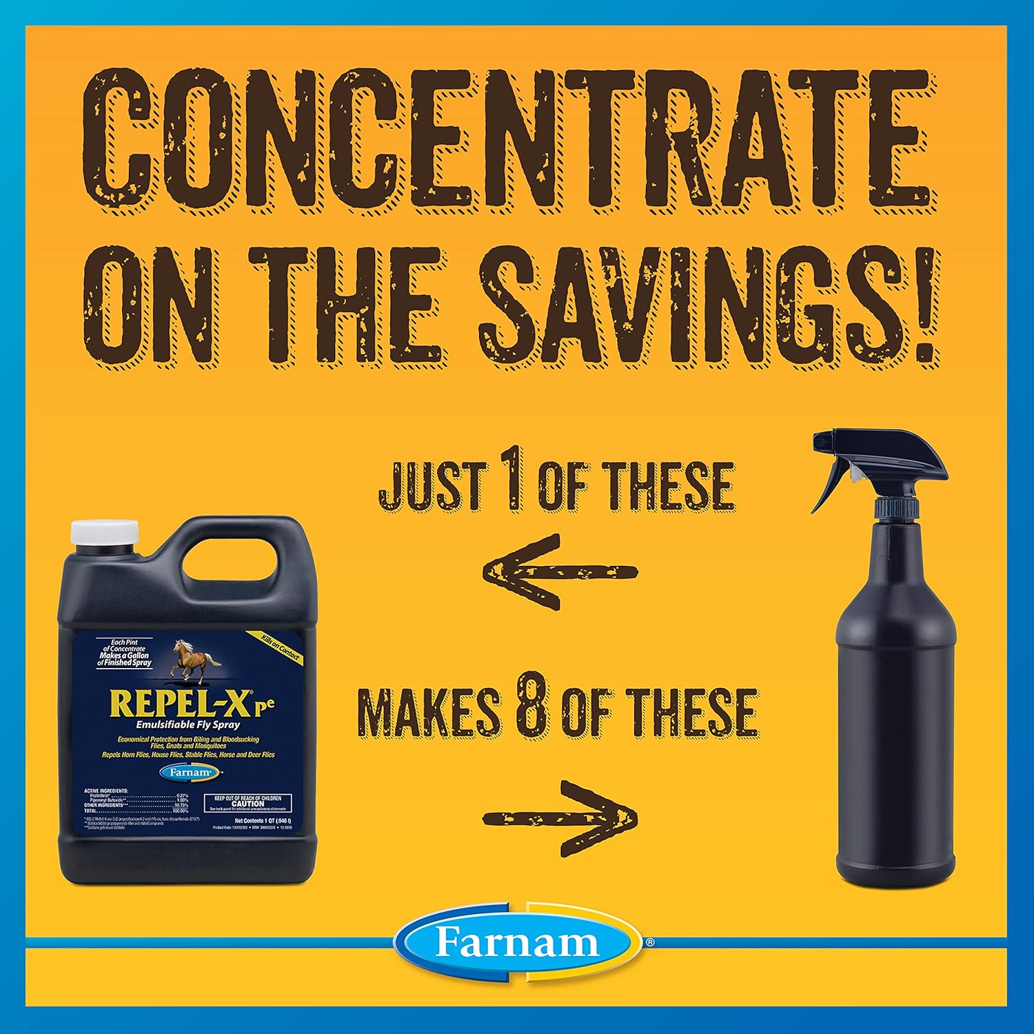 Farnam Repel-X pe Emulsafiable Fly Spray for Horses, 32 oz (100512028) : Pet Supplies