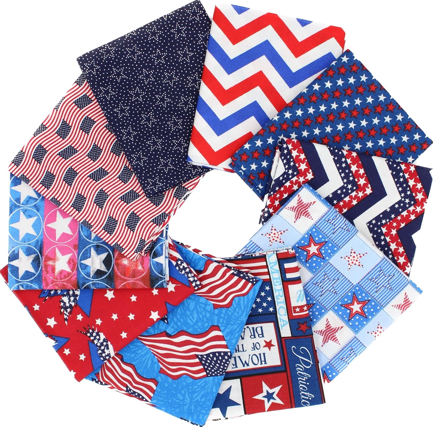 Fat Quarter Bundle (18”x22” Cuts) - Choice Fabrics - Patriotic - Made in The USA - Premium Fabrics for Quilting, Sewing, & DIY Projects - 10 Pack (Antique), FQ-62235