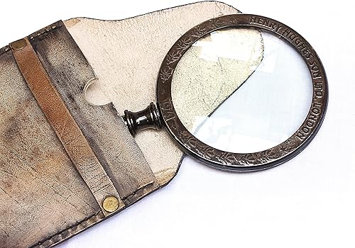 Miniatura 3 de Lupa de latón antiguo Henry London - Lente de 4 pulgadas, funda de cuero, instrumento náutico de 8 x 4 pulgadas para astrólogos, coleccionistas y