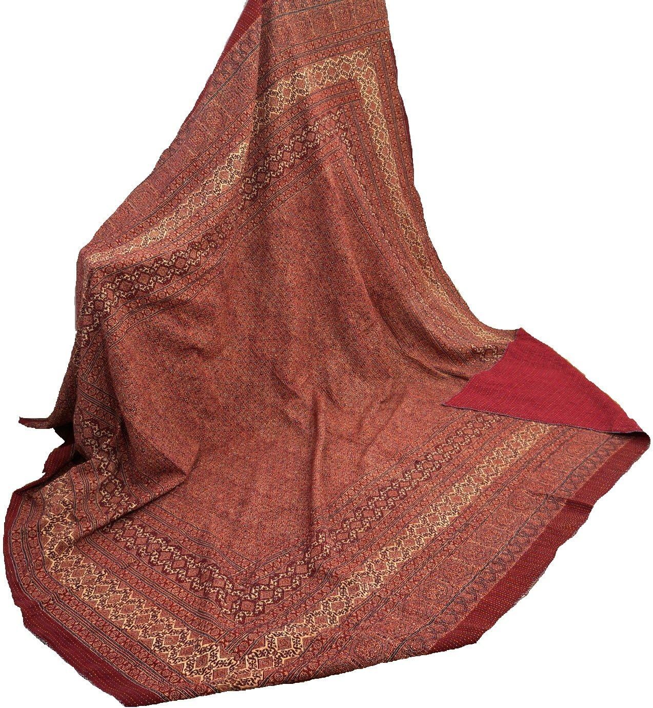 100% Cotton Throw Kantha Bed Block Ajrak Sofa Print Cover Hand Bohemian Bedspread Vintage Hand Cover Stitch Blanket Quilt (Black, King 90"x108" with Sham Covers)