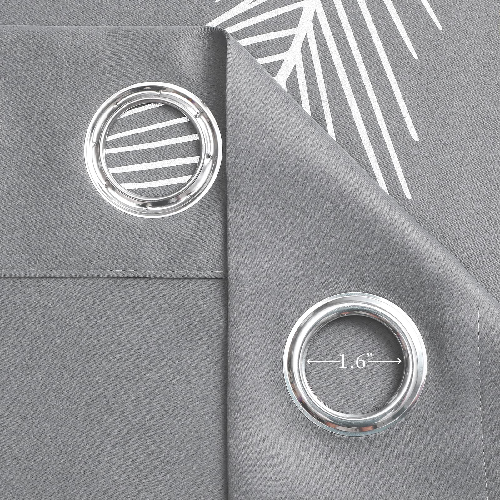 Estelar Textiler Silver Palm Tree Unique Design Pattern Blackout Curtains Energy Saving Curtains Thermal Insulated Window Curtains for Bedroom, Grey, 52Wx63L, 2 Panels