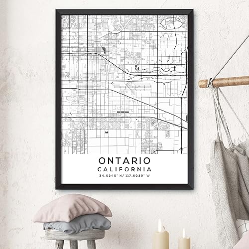 Vista 3 de Mapa de Ontario, California, Light 2 (24x36)