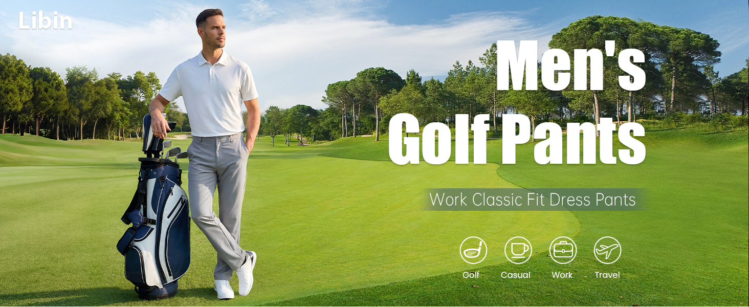 Amazon.com: Libin Mens Golf Dress Pants Stretch Work Slacks 29