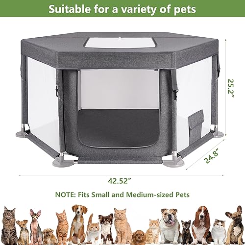 Miniatura 5 de Corralito para perros en interiores, corralito para cachorros con cubierta para perros pequeños y gatos, corral para cachorros con puerta, valla