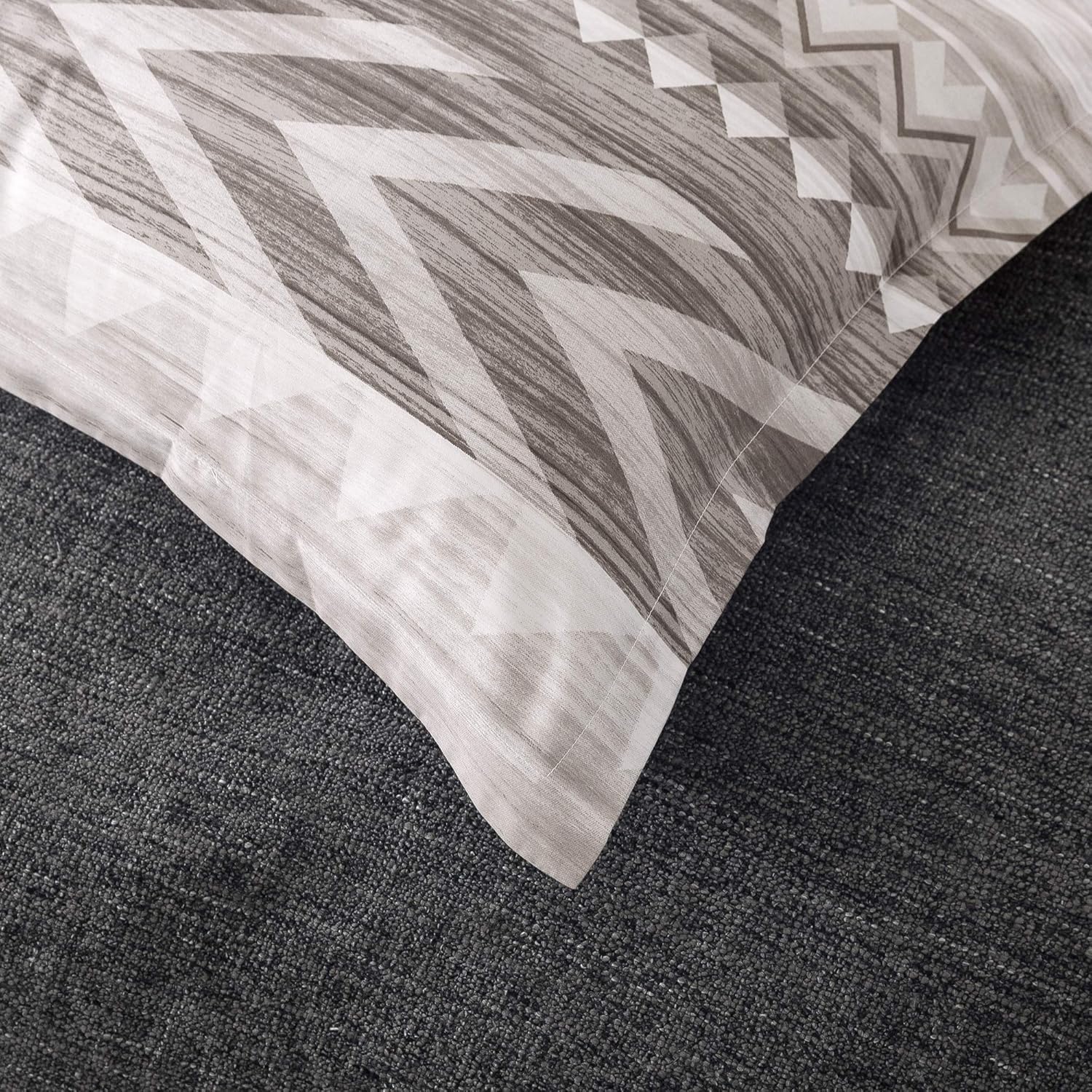 Eikei Modern Geo Aztec Duvet Cover Striped Ethnic Boho Southwestern Native Navajo Tribal Diamond Vector 400TC Cotton Bedding 3pc Set Bohemian Geometric Print (Taupe, Full/Queen)