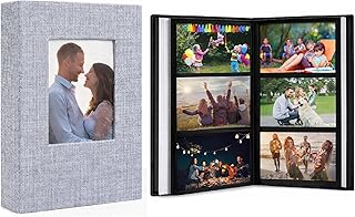 KRENZ DIY Scrapbook Photo Album | 100 Pages (3 Photos per Page) | 300 Pockets For 4 x 6 Photos | Linen Cover Memory Book W...