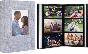 KRENZ DIY Scrapbook Photo Album | 100 Pages (3 Photos per Page) | 300 Pockets For 4 x 6 Photos | Linen Cover Memory Book With Front Window | Wedding Anniversary & Birthday Gift