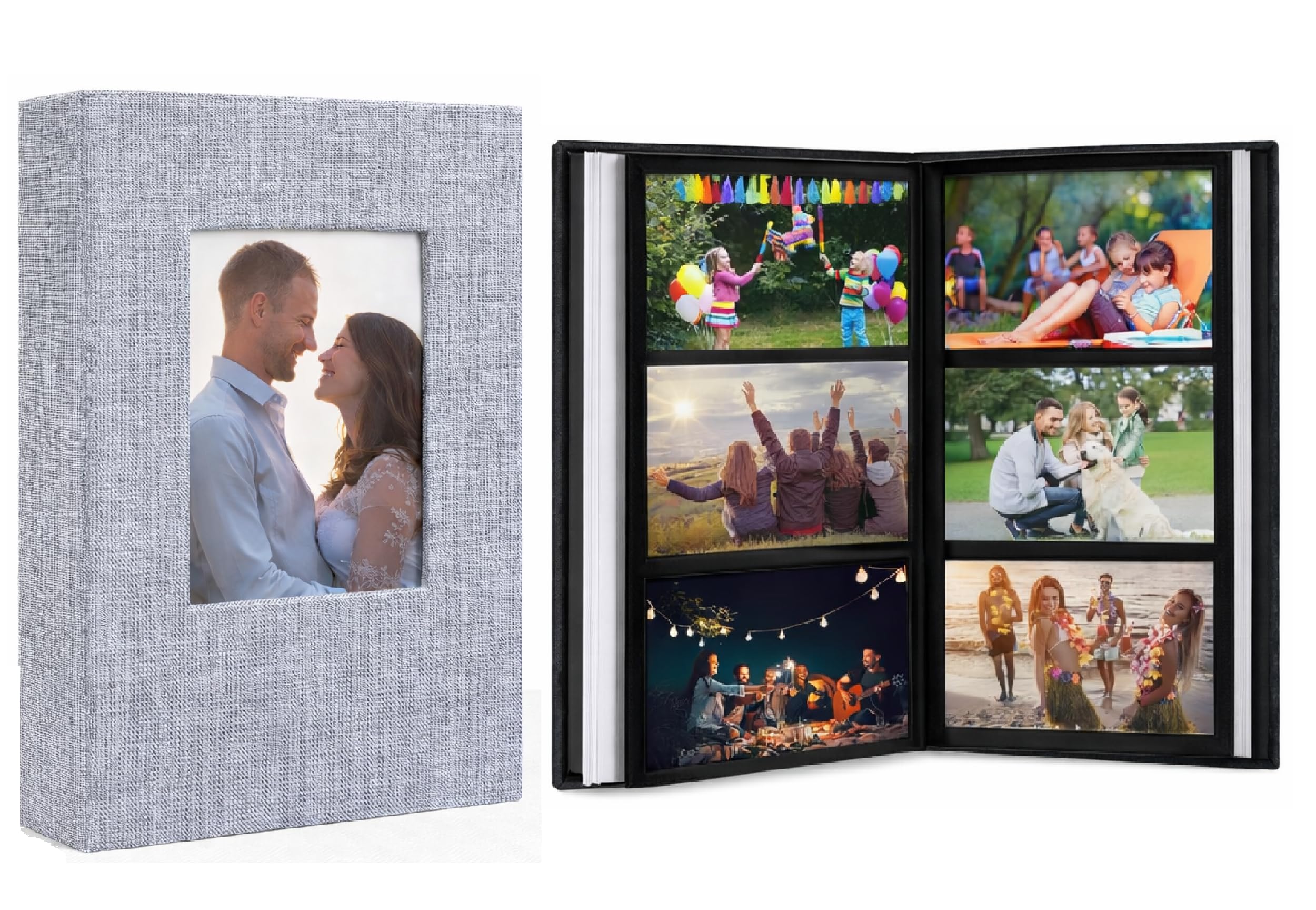 KRENZ 100 Pages DIY Scrapbook Album 4 X 6 With 300 Pockets Scrap Book Kit Scrapbooking Kit Album Wedding And Anniversary Photo Album Slip In Picture Albums Linen Cover Memory Book With Front Window-image-35